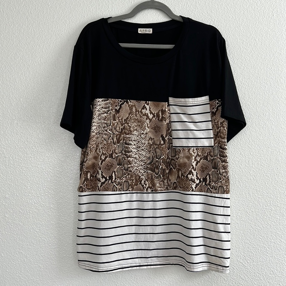 Mixed print top, size 2X